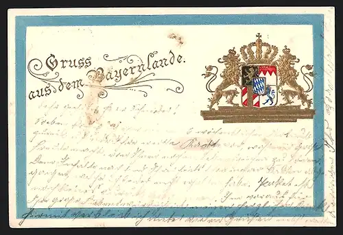 Lithographie Wappen von Bayern