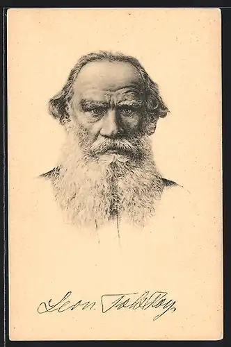 Künstler-AK Bildnis des russischen Schriftsteller Graf Leo Tolstoi