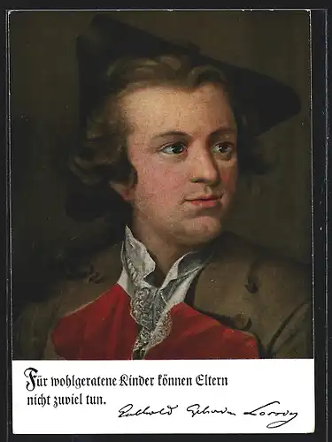 Künstler-AK Gotthold Ephraim Lessing, Für wohlgeratene Kinder können Eltern nicht zuviel tun