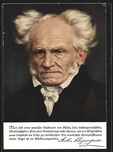 Künstler-AK Arthur Schopenhauer, Man soll einen gewissen Aufwand...