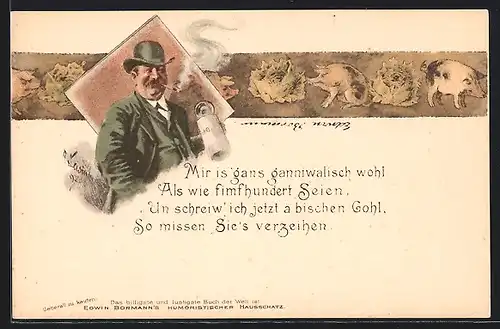 AK Edwin Bormann`s Humoristischer Hausschatz, Mann mit Zigarette