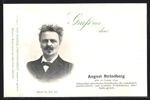 AK Portrait Schriftsteller August Strindberg mit Schnurrbart im Anzug