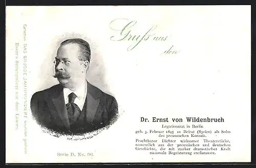 AK Dr. Ernst von Wldenbruch, Dichter wirksamer Theaterstücke, Geb. 1845