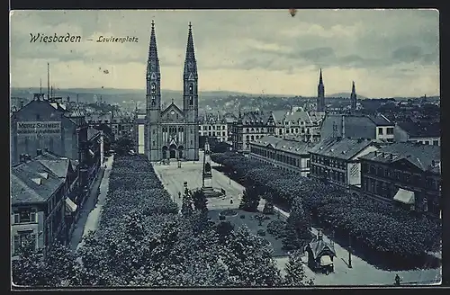 AK Wiesbaden, Louisenplatz aus der Vogelschau