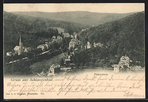 AK Schlangenbad, Ortsansicht aus der Vogelschau