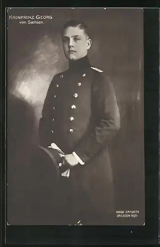 Foto-AK Hugo Erfurth: Kronprinz Georg von Sachsen in Uniform