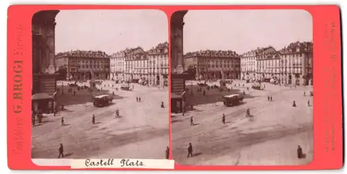 Stereo-Fotografie G. Brogi, Firenze, Ansicht Torino, Castell Platz