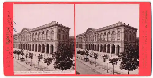 Stereo-Fotografie G. Brogi, Firenze, Ansicht Torino, Facciata della Stazione