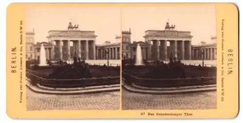 Stereo-Fotografie Gustav Liersch & Co., Berlin, Ansicht Berlin, Brandenburger Thor