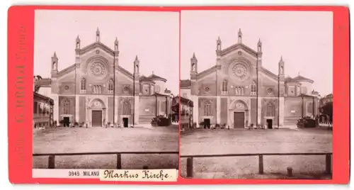 Stereo-Fotografie G. Brogi, Firenze, Ansicht Milano, Markus Kirche