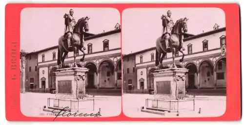 Stereo-Fotografie G. Brogi, Firenze, Ansicht Firenze, Reiterstandbild