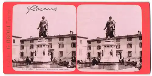 Stereo-Fotografie G. Brogi, Firenze, Ansicht Firenze, Monumento a Manfredo Fanti