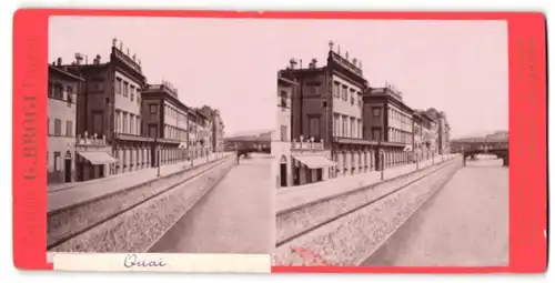 Stereo-Fotografie G. Brogi, Firenze, Ansicht Florenz, Quai