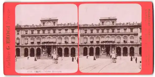 Stereo-Fotografie G. Brogi, Firenze, Ansicht Torino, Palazzo Municipale