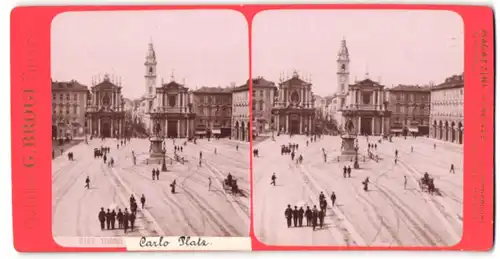 Stereo-Fotografie G. Brogi, Firenze, Ansicht Torino, Carlo Platz