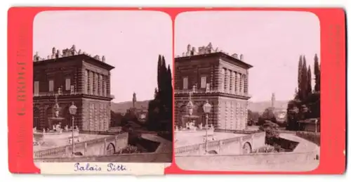 Stereo-Fotografie G. Brogi, Firenze, Ansicht Florenz, Palazzo Pitti