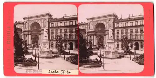 Stereo-Fotografie G. Brogi, Firenze, Ansicht Milano, Scala Platz