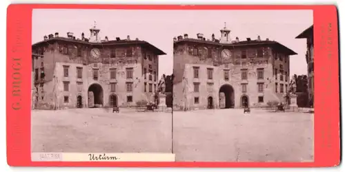Stereo-Fotografie G. Brogi, Firenze, Ansicht Pisa, Uhrturm