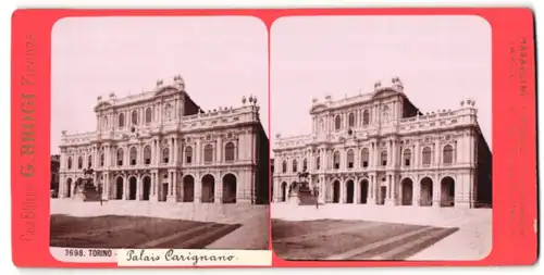 Stereo-Fotografie G. Brogi, Firenze, Ansicht Torino, Palais Carignano