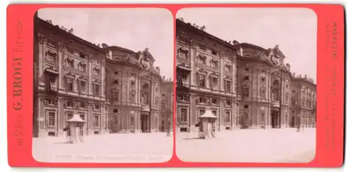 Stereo-Fotografie G. Brogi, Firenze, Ansicht Torino, Palazzo Carignano