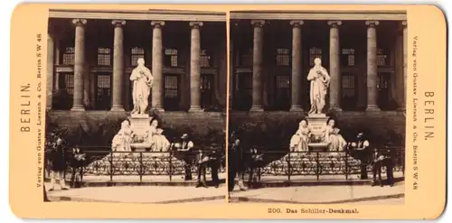 Stereo-Fotografie Gustav Liersch, Berlin, Ansicht Berlin, Schiller-Denkmal