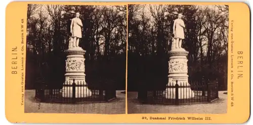 Stereo-Fotografie Gustav Liersch, Berlin, Ansicht Berlin, Denkmal Friedrich Wilhelm III.