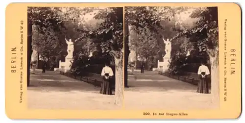 Stereo-Fotografie Gustav Liersch, Berlin, Ansicht Berlin, Statue Markgraf Albrecht der Bär in der Sieges-Allee