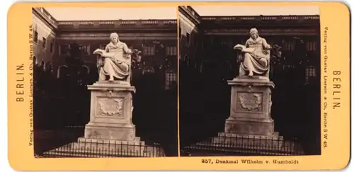 Stereo-Fotografie Gustav Liersch, Berlin, Ansicht Berlin, Denkmal Wilhelm von Humboldt