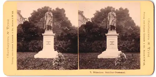 Stereo-Fotografie Gustav Liersch, Berlin, Ansicht München, Schiller-Denkmal