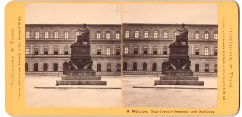 Stereo-Fotografie Gustav Liersch, Berlin, Ansicht München, Residenz & Max-Joseph-Denkmal