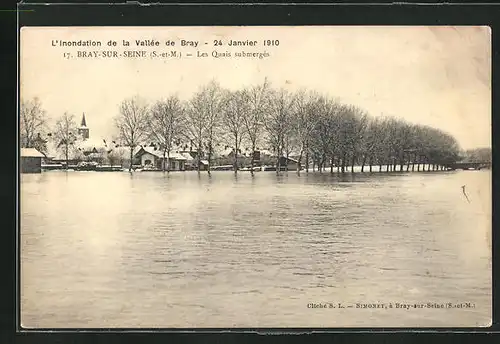AK Bray-sur-Seine, L`Inondation de la Vallée de Bray 1910, Les Quais submergés