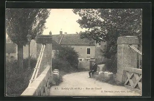AK Esbly, Rue de Conde et le pont