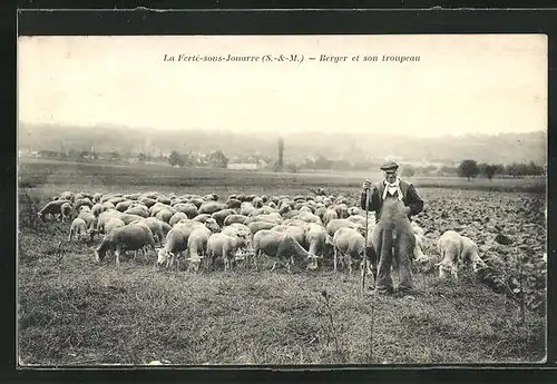 AK La Ferté-sous-Jouarre, Berger et son troupeau