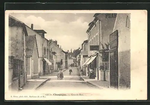 AK Champagne, Grande Rue, Strassenpartie im Ortskern