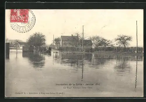 AK Montain, Inondation de la Seine 1910, Le Port Montain dans l`eau