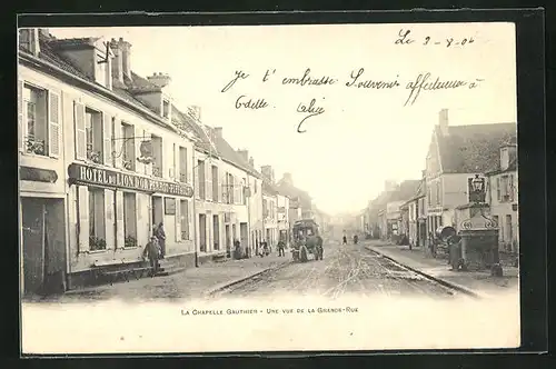 AK La Chapelle-Gauthier, Une vue de la Grande-Rue