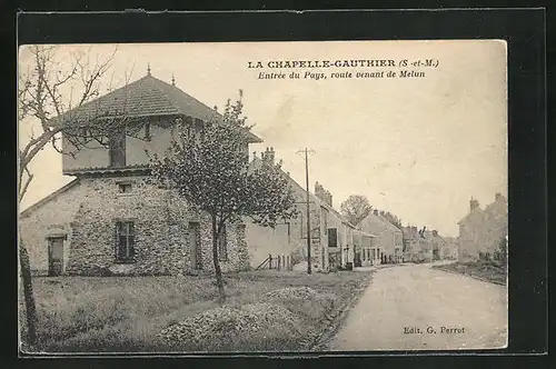 AK La Chapelle-Gauthier, Entrée du Pays, route venant de Melun