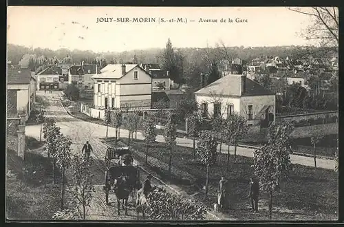 AK Jouy-sur-Morin, Avenue de la Gare, Blick in den Ort