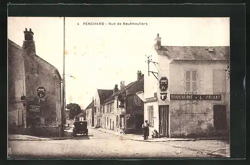 AK Penchard, Rue de Neufmontiers, Boucherie L. Privat