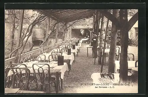 AK Montigny-sur-Loing, Hôtel du Coq, La Terrasse