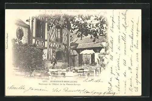 AK Montigny-sur-Loing, Terrasse de l'Hôtel de la Vanne-Rouge
