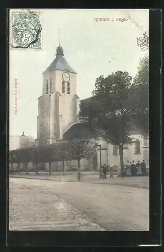 AK Quincy, En Rue et Eglise