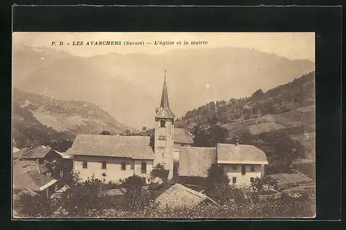 AK Les Avanchers, l'Église et la mairie