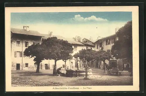 AK Albertville-Conflans, La Place et la fontaine