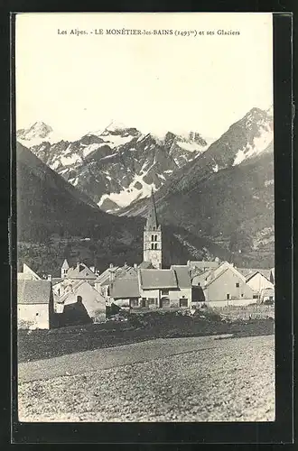 AK Le Monétiers-les-Bains, Ortsansicht mit Kirche