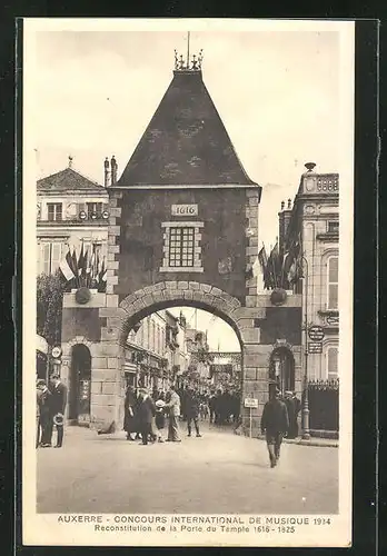 AK Auxerre, Sängerfest / Concours International de Musique 1934, Reconstitution de la Porte du Temple