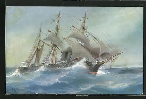 Künstler-AK Christopher Rave: S. M. Schulschiff Sophie um 1881