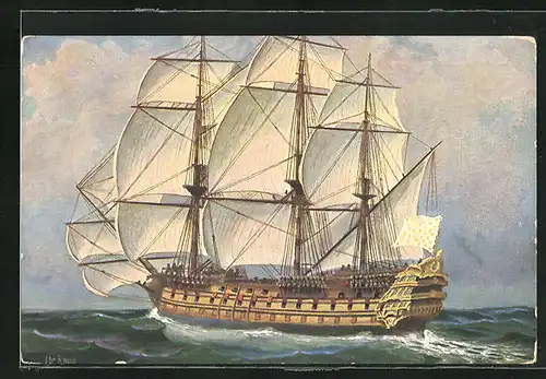 Künstler-AK Christopher Rave: Französisches Linienschiff  le Sans pareil um 1770