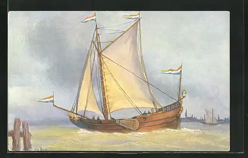 Künstler-AK Christopher Rave: Holländische Jacht aus dem 18. Jahrhundert