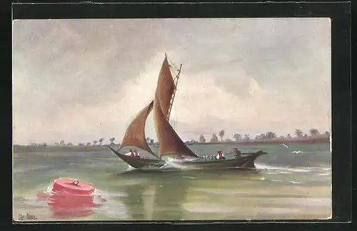 Künstler-AK Christopher Rave: Milchever auf der Elbe um 1880